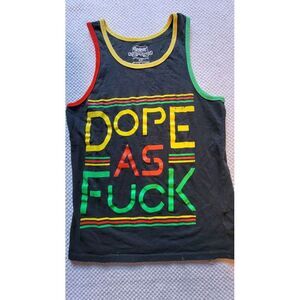 Spencers Gifts T-Shirt Dope As Fu Novelty Adult Tank Top Size‎ Small Rasta DAF